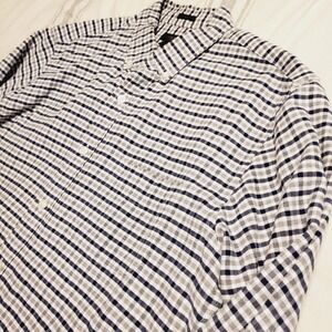J Crew Oxford Slim Fit Gingham Check Long Sleeve Button Down Shirt Men L